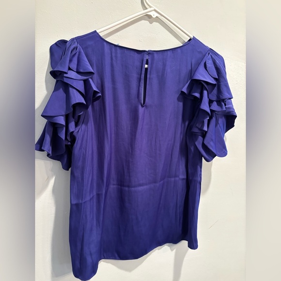 Lilly Pulitzer Vibrant Blue Ruffle Blouse fancy flare feminine bright party - Picture 8 of 12